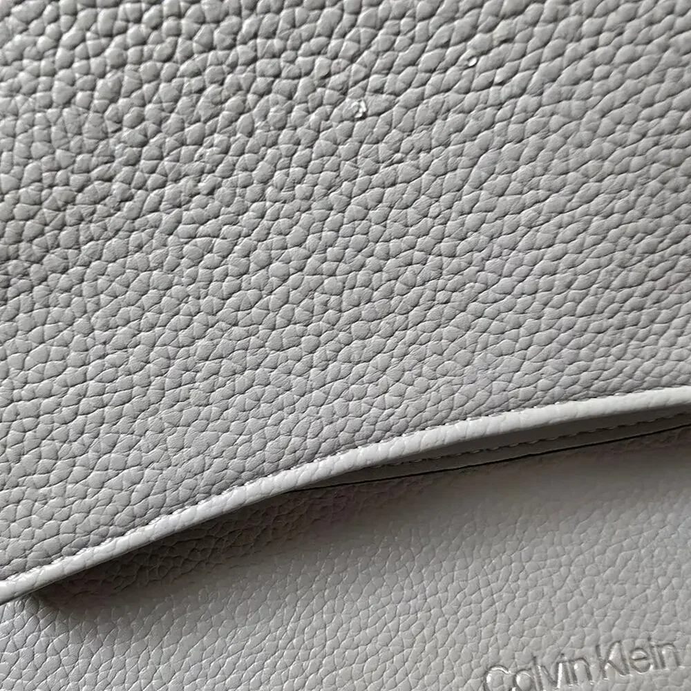Calvin Klein Dove Gray Faux Leather Crossbody Bag Magnetic Flap Zip Pocket